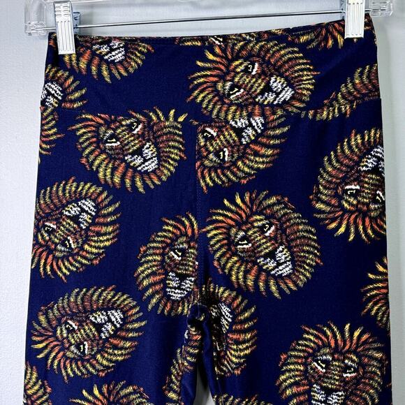 LuLaRoe Lion Scatter Print Navy Blue Orange Yellow Leggings Women's One Size OS - Picture 3 of 12